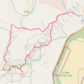Mount Yotveta and Mount Argaman trail, distance, elevation, map, profile, GPS track