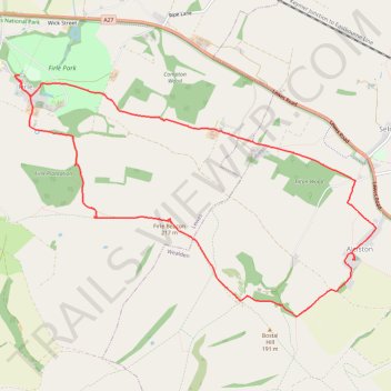 Firle Beacon Loop trail, distance, elevation, map, profile, GPS track