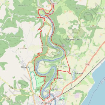 Tintern to Chepstow Loop Walk trail, distance, elevation, map, profile, GPS track