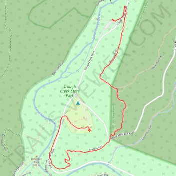Trough Creek State Park trail, distance, elevation, map, profile, GPS track