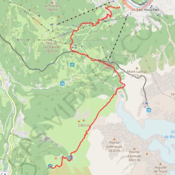Day 01: Les Houches to Auberge du Truc trail, distance, elevation, map, profile, GPS track