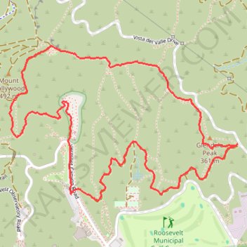 Glendale Peak and Mount Hollywood Loop via Riverside, Hogback, and Mount Hollywood Trails in Griffith Park trail, distance, elevation, map, profile, GPS track