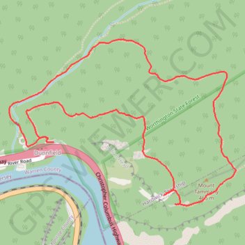 Mount Tammany Loop trail, distance, elevation, map, profile, GPS track