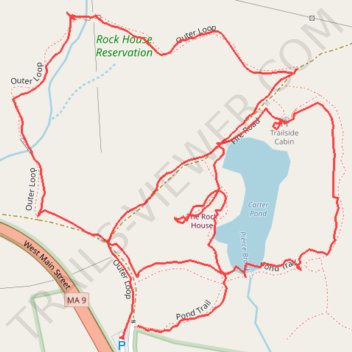 Walk at Rock House Reservation, on Pond Trail and western Outer Loop to Fire Road trail, distance, elevation, map, profile, GPS track