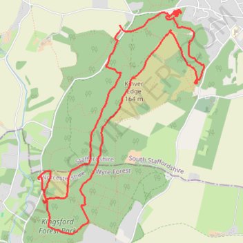 Kinver Edge Loop Walk trail, distance, elevation, map, profile, GPS track