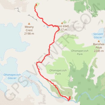 Hike between Camp Summerland and Indian Bar Camp via Wonderland Trail in the Mount Rainier National Park trail, distance, elevation, map, profile, GPS track