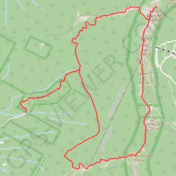 Mount Mansfield Loop via Maple Ridge Trail, Long Trail and Sunset Ridge Trail trail, distance, elevation, map, profile, GPS track