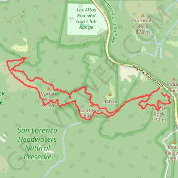 Russel Point Loop via Castle Rock Falls, Emily Smith Observation Point, Goat Rock and Castle Rock trail, distance, elevation, map, profile, GPS track