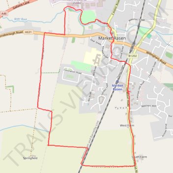Round Market Rasen from Lansdowne Lodge trail, distance, elevation, map, profile, GPS track