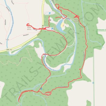 Whitewater State Park - Chimney Rock, Inspiration Point and Coyote Point loop trail, distance, elevation, map, profile, GPS track