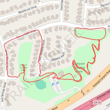 Canyon Country Park loop walk trail, distance, elevation, map, profile, GPS track