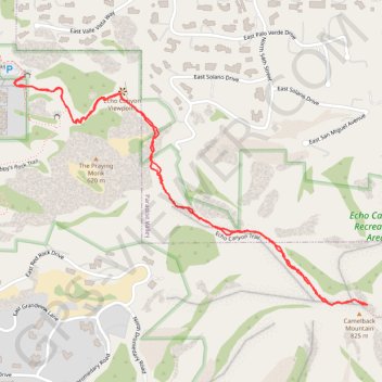 Echo Canyon Trail to Camelback Mountain in Echo Canyon Recreation Area trail, distance, elevation, map, profile, GPS track