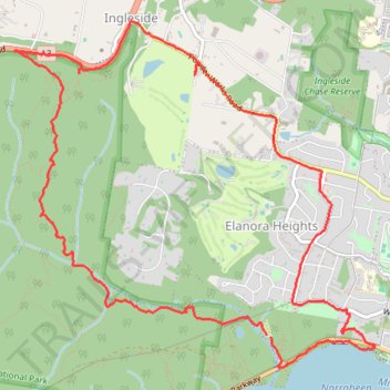 Narrabeen Lagoon, Elanora Heights and Caleyi Trail loop trail, distance, elevation, map, profile, GPS track