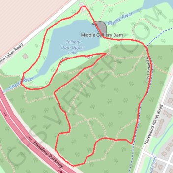 Colliery Dam Park Loop trail, distance, elevation, map, profile, GPS track