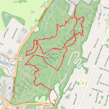 Eagle Rock Reservation trail, distance, elevation, map, profile, GPS track