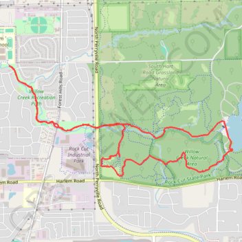 Rock Cut State Park trail, distance, elevation, map, profile, GPS track