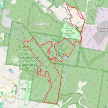 Daisy Hill / Koala Bushland / Neville Lawrie Loop trail, distance, elevation, map, profile, GPS track