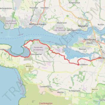 Angle to Pembroke - Wales Coast Path (WCP) trail, distance, elevation, map, profile, GPS track