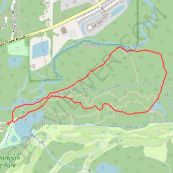 Fall Creek Trail and Camp Creek Trail Loop from Delaware Lake in Fort Harrison State Park trail, distance, elevation, map, profile, GPS track