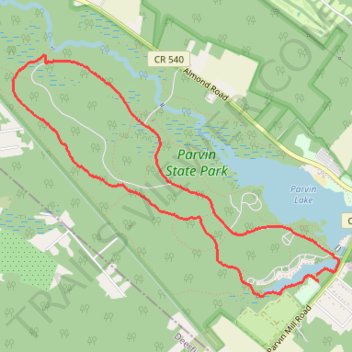 Parvin State Park Forest Road and Long Trail Loop trail, distance, elevation, map, profile, GPS track