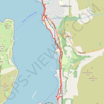 Fairlie to Largs Walk trail, distance, elevation, map, profile, GPS track
