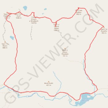 Munro hillwalk Strathfarrar Rguidhe Gobhar Ghlais Fhuar-thuill trail, distance, elevation, map, profile, GPS track