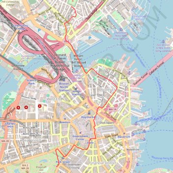 Boston's Freedom Trail trail, distance, elevation, map, profile, GPS track