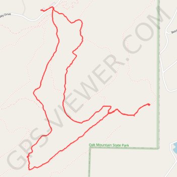 King's Chair Overlook Loop from North Trailhead via Red Road and Blue Trail trail, distance, elevation, map, profile, GPS track