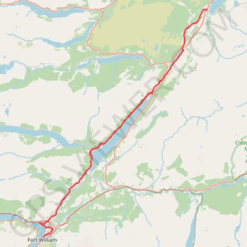 Great Glen Way (Fort William to Fort Augustus) trail, distance, elevation, map, profile, GPS track