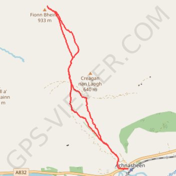 Munro Hillwalk Fionn Bheinn trail, distance, elevation, map, profile, GPS track