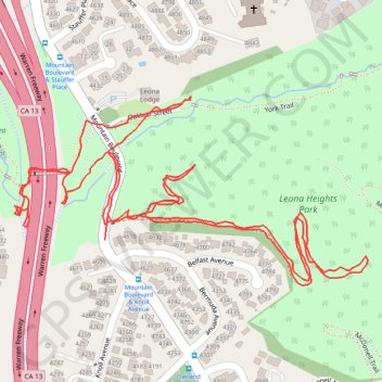 Leona Heights short fire trail hike trail, distance, elevation, map, profile, GPS track