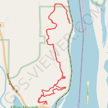 Hanging Rock Trail in Effigy Mounds National Monument trail, distance, elevation, map, profile, GPS track
