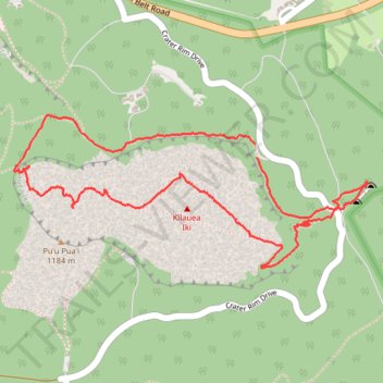 Kilauea Iki Loop Trail trail, distance, elevation, map, profile, GPS track