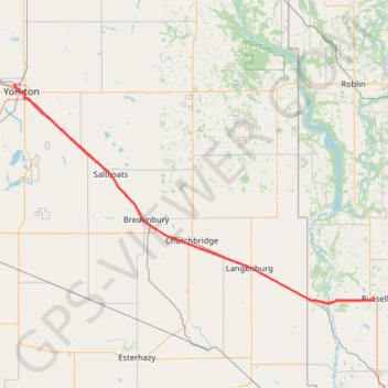 Yorkton - Russell trail, distance, elevation, map, profile, GPS track