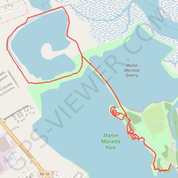 Explorer Trail, Dragonfly Trail, and Island Pond Loop in Martin Marietta Park trail, distance, elevation, map, profile, GPS track