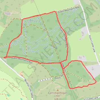 Carrickgollogan Wood loop trail, distance, elevation, map, profile, GPS track
