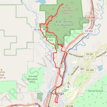 Animas Mountain trail, distance, elevation, map, profile, GPS track