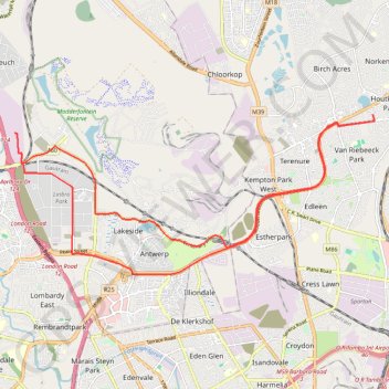 Kempton Park - Limbro Park trail, distance, elevation, map, profile, GPS track