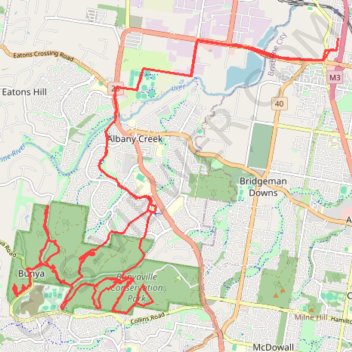 Bunyaville Conservation Park trail, distance, elevation, map, profile, GPS track