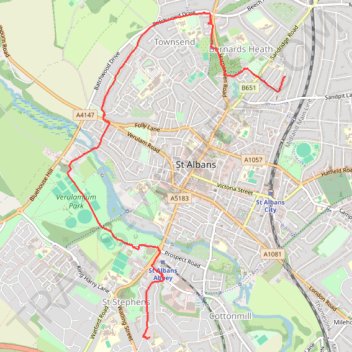 St Albans Green Ring trail, distance, elevation, map, profile, GPS track