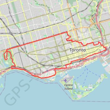 Toronto City Loop trail, distance, elevation, map, profile, GPS track
