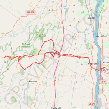 Awosting Falls Loop from Poughkeepsie trail, distance, elevation, map, profile, GPS track