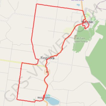 Wooroolin to Wondai and Greenview trail, distance, elevation, map, profile, GPS track