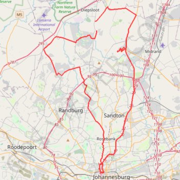 Johannesburg trail, distance, elevation, map, profile, GPS track