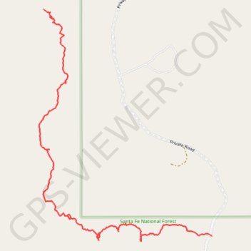 Potential route around GS camp in the Santa Fe National Forest trail, distance, elevation, map, profile, GPS track